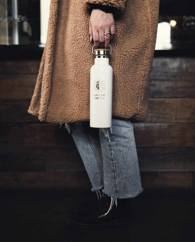 person walking with canabru merch