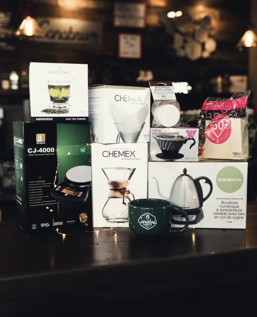 an array of brewing equipment