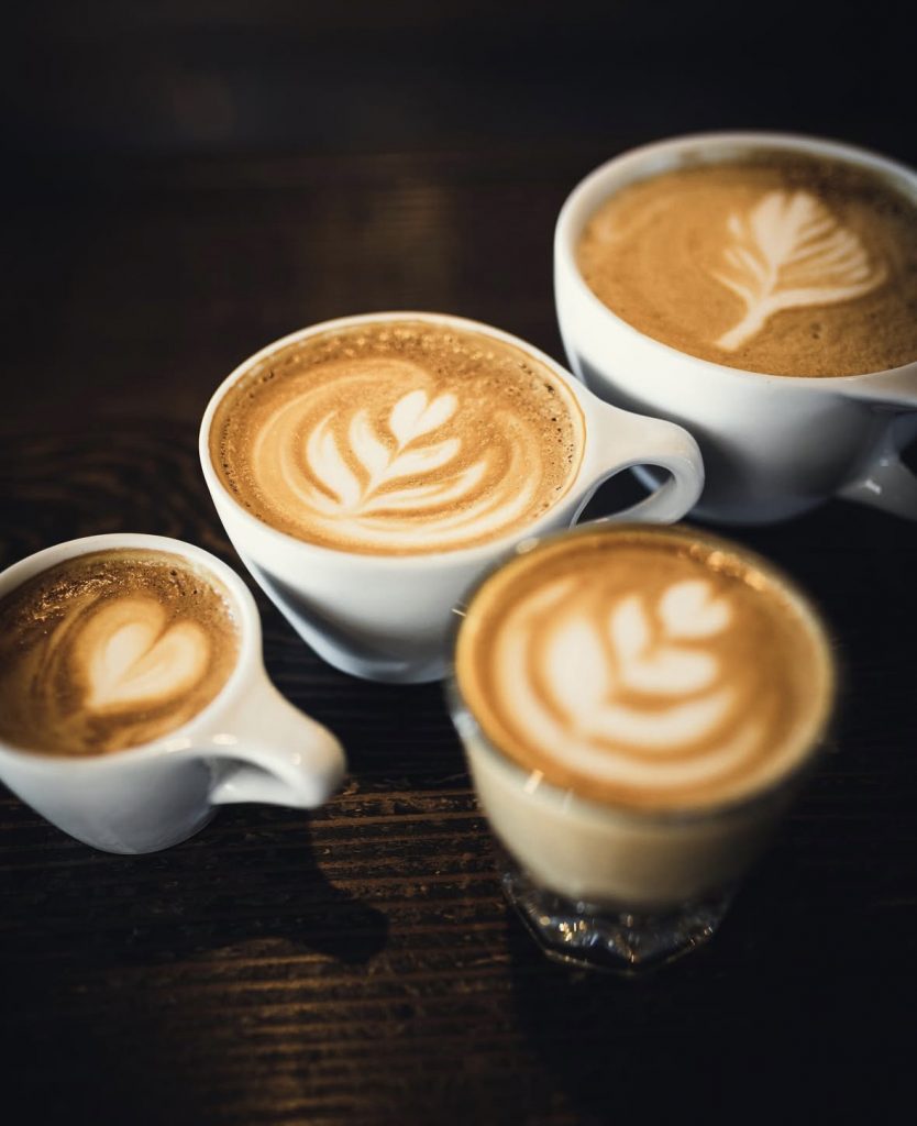 an array of coffee drinks